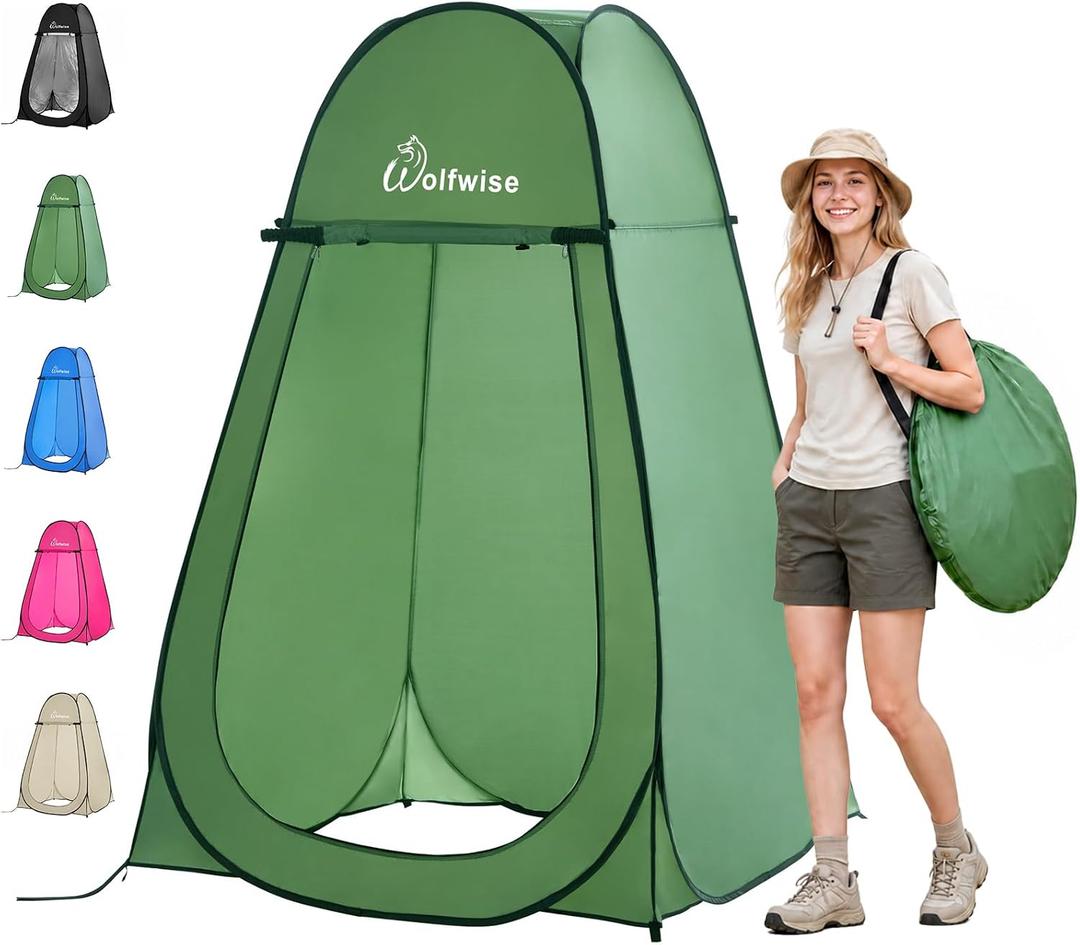 WolfWise Pop Up Shower Tent for Camping Essentials, Compact & Lightweight
Portable Instant Changing Tent with Window & Carry Bag, Privacy Dressing Room Bathroom for Outdoor, 6'3"/6'11" H