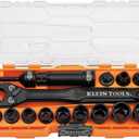 Klein Tools 65400 KNECT 15-Piece Pass Through Socket Set, SAE Impact Socket Set with MODbox Case, Sockets, Bits, Accessories and 3/8-Inch Drive Adapter (3/8-Inch Pass Through Kit)