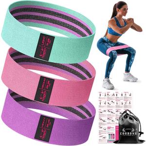 Fabric Resistance Bands for Working Out - Exercise Bands for Women and Men, Booty Bands for Legs and Butt, Yoga, Pilates, Rehab, Fitness and Home Workout (Pink)