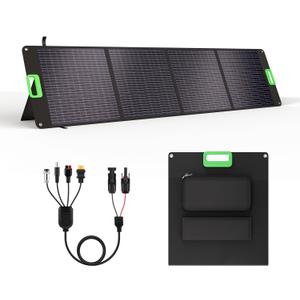200W Portable Solar Panel for Power Station, Foldable Solar Charger w/ 4 Kickstands, IP65 Waterproof Solar Panel Kit w/DC XT60 Anderson Aviation Output for Outdoor RV Camper Blackout