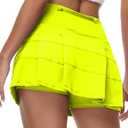 Women's Tennis Skirts High Waisted Athletic Golf Skorts with Pockets Skirts for Women Casual Workout Built-in Shorts (Yellow, XL)