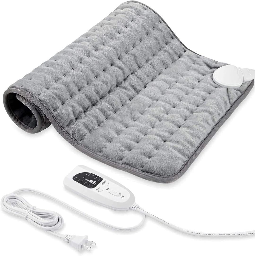 24"X20" Electric Heating pad with 6 Heat Settings, Auto Shut Off, Silver Gray Dry Electric Heating for Back Neck Knee Arms Legs Shoulder Heat Pads for Christmas Birthday Father's Day Mother's Day