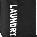 Surblue Slim Laundry Basket with Wheels Collapsible Laundry Hamper with Handle Home Corner Storage Bins Foldable Waterproof Rolling Dirty Clothes Hamper, Black, XL