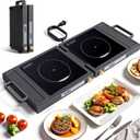 Double Induction Cooktop, 1800W Portable Dual Burner with 8 Power Levels, Sensor Touch Control & 99-Min Timer, Fold-n-Store Design for RV, Small Kitchen & Outdoor Cooking,gray