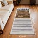 6x9 Washable Area Rug for Living Room, Abstract Striped, White Brown Black (EXP 10/31/27)
