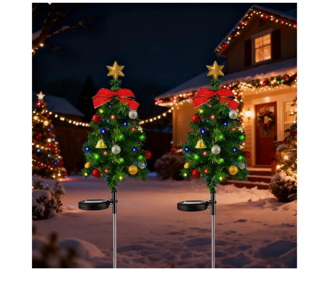 Pre Lit Solar Outdoor Trees Lights, 29.5" Waterproof Solar Christmas Tree Lights Holiday Decorations, Christmas Tree Light for Outdoor Courtyards, Gardens, Lawns, Atmosphere Light