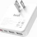 BUDI Flat USB C Wall Charger, 34W 4-Port Slim USB Wall Charger, Fast Charging Block with 20W Port Power Delivery and Dual Type-C for iPhone 16/15/14/13/12/11/Pro Max/XS/XR/8/7,Tablets (4 Port(2A+2C))