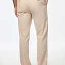 JMIERR Men's Casual Drawstring Pants Elastic Waist Lightweight Pant Summer Beach Trouser with Pockets (L)
