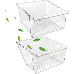 [2 Pack] Upgraded 2188656 Fridge Crisper Drawer Humidity Control Drawer UPPER & 2188664 Crisper Bin LOWER for Whirlpool Fridge Crisper Drawer,Kenmore Whirlpool Refrigerator Drawer Replacement Parts