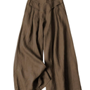 Bianstore Women's Culottes Linen Cropped Wide Leg Pants Elastic Waist Casual Palazzo Trousers with Pockets, S/M