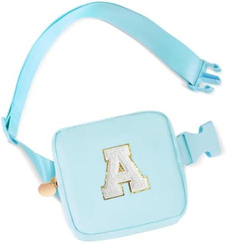 Uygafly Mini Belt Bag Fanny Pack Small Crossbody Bags with Initials Cute Stuff Birthday Gifts for Teenager Girls Trendy Stuff for Teens - A,Blue Bag Set Of 2