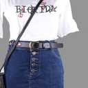 gofidin Women's PU Leather Waistband Casual Flower Embroidered Decoration Ladies Belt Versatile Fashion Retro Belt (Black)
