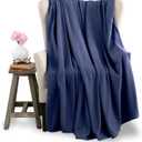 Microfleece Queen Size Blanket | Supersoft Lightweight Throw Blanket | All-Season Comfort | Navy