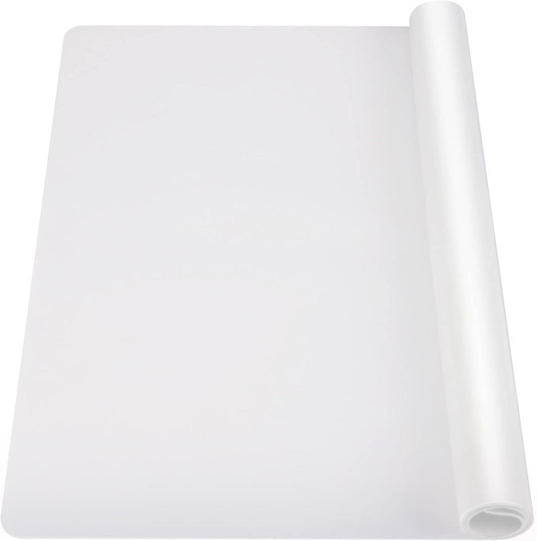 Ewen 25.6x17.7in 2mm Silicone Mats for Kitchen Counter, Extra Large Thick Heat Resistant Baking Mat, Silicone Countertop Protector Mat for Bar Air Fryer Crafts Work Glass Top Stove Cover Translucent