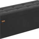 Folding Storage Ottoman, Velvet Storage Bench, Footrest, Removable Divider, for Living Room, Bedroom, 15 x 43 x 15 Inches, 660 lb Load Capacity, Ink Black UASND02B