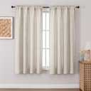 Chyhomenyc Curtains 63 Inch Length 2 Panels, Light Filtering Faux Linen Slub Textured Soft Airy Living Room Curtain, Elegant Rod Pocket Window Curtains for Bedroom, Each 42Wx63L, 2PCS, Linen Color