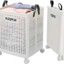 HLZQPFJWcollapsible laundry baskets,laundry basket with wheels,laundry hamper with wheels,dorm laundry hamper,childlaundry basket plastic(White, Extra large)