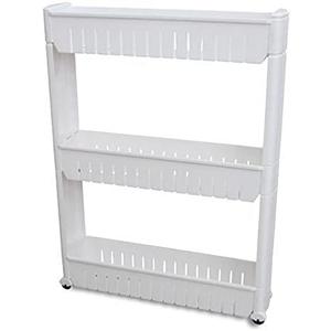 Slide Out Storage Tower White, 3-Tier, 4.4"D x 9.5"W x 21.8"H