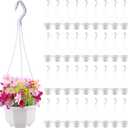 Roshtia 24 Pcs Hanging Plastic Planter Pot with Hook Flower Pots Baskets Hanging Nursery Planter Holder for Outdoor Indoor Plant Garden (Ceramic White,5 Inch)