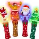 ArtCreativity Christmas Light Up Spinner Wands  Set of 4 Festive Designs with Multicolored LEDs  Fun Christmas Light Up Toys and Spinning Wands for Kids, Great Holiday Stocking Stuffers and Gifts