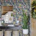 Dimoon 197"x17.3" Vintage Wallpaper Floral Peel and Stick Wallpaper Boho Contact Paper Dark Blue Cute Flower Removable Wall Paper Renter Friendly Kitchen Shelf Liner Bathroom Self Adhesive Vinyl Roll