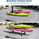 Freestanding Kayak Storage Rack with Wheels, Adjustable Kayak Racks for Garage and Outdoor, Heavy Duty Kayak Stands for Canoes, Kayaks, SUP and Surfboards, 2 Levels