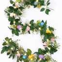 6FT Easter Garland for Mantle Easter Egg Garland with Lights Artificial Spring Decorations for Indoor Outdoor Fireplace Party Spring Home Decor