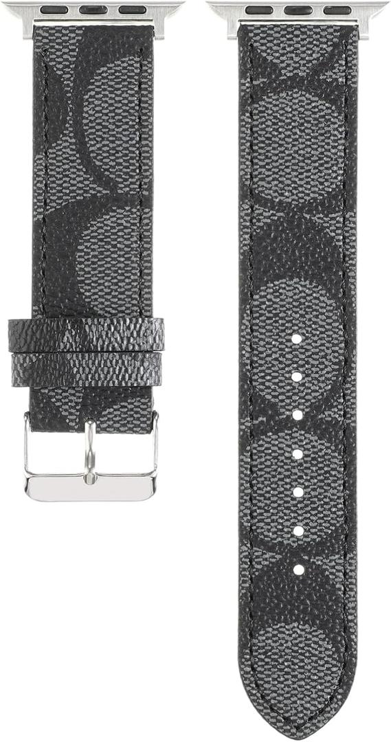 Leather Band 40mm 38mm Compatible with Apple Watch Men Women,Design for Replacement Band Compatible with Watch Series 6/5/4/3/2/1, iWatch SE (Black)