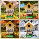 Wooden Bird Houses Bird House for Outside,Yellow Wood Bird House for Outdoors, 1.5" Entrance Hole Bird Houses for Garden Blue Bird Hummingbird Wren Cardinal Swallow Sparrow Finch