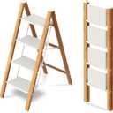 Taranta 4 Step Ladder,Aluminum Lightweight Folding 4 Step Stool with Anti-Slip Wide Pedal,330lbs Capacity Step Ladder for Household,Kitchen,Office - White Woodgrain