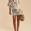 Floerns Women's Floral One Shoulder Mini Dress Dolman Sleeve Vacation Tunic Dresses (Brown, M)