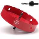 7 Inch Hole Saw for Wood, 178mm HSS BI-Metal Hole Saw for Recessed Lighting, 35mm Cutting Depth Hole Cutter with Hex Shank Drill Bit Adapter for Cornhole Boards Plastic Drywall Fiberboard, Red