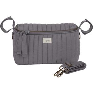 3 Sprouts Universal Quilted Stroller Organizer with Cup Holder and Zip Top - Durable Stroller Caddy Accessory with Storage - Shoulder Strap Converts Organizer to Small Diaper Bag - Gray