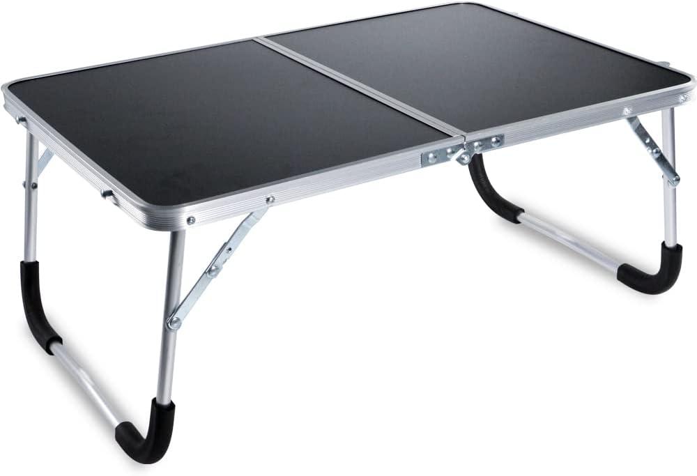 Foldable Laptop Table Lapdesk, Breakfast Bed Serving Tray, Portable Mini Picnic Desk (Black)