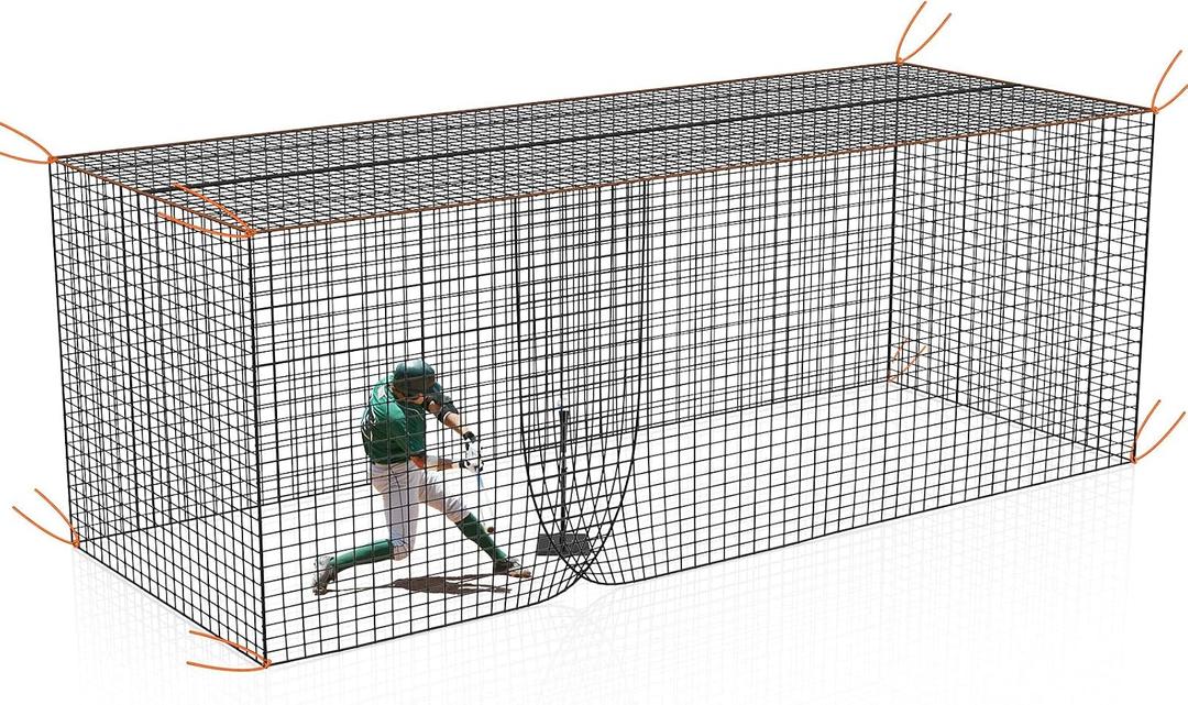 Batting Cage Net, 8x8x20 ft Heavy Duty Enclosed Batting Net With Door, Only Net, Not Include Poles and Frame, Professional Softball Baseball Nets for Batting and Pitching, Batting Cages for Backyard