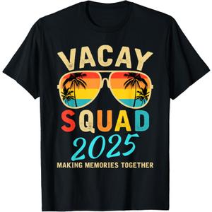 Vacay Squad 2025 Summer Vacation Family Friends Trip Palm T-Shirt (Black, XL)