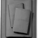 Full XL 100% Microfiber Double Brushed Sheet Set - Extra-Soft, Breathable & Wrinkle-Free - 15" Deep Pockets, 54" x 80" - Ideal for Extra Long Full Beds - 4PC Set (Full XL, Dark Grey)