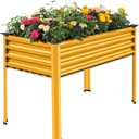 Land Guard Galvanized Raised Garden Bed with Legs, Galvanized Planter Raised Garden Boxes Outdoor(Yellow)