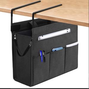 MASTLU Under Desk Hanging Storage Bag, Desk Organizer Storage, Office Side Storage Bag, Compatible with A4 Files, Detachable Handle Design, No Assembly Required, For Office Home School (Black)