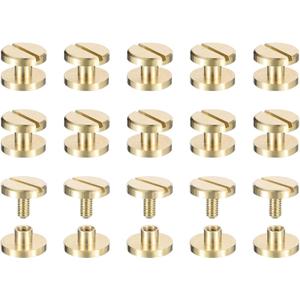 uxcell 30Pack Brass Chicago Screws, 3x10mm Flat Head Screw Back Binding Post Nail Stud Rivets for DIY Leather Craft Belt Strap
