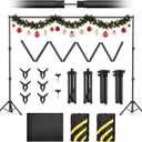 Forlogic 10x7.5Ft Backdrop Stand, Heavy Duty Adjustable Photo Back Drop Stand for Party, Photography, Banner Stand (Includes Six Background Stand Clamps)