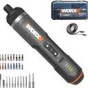 WORX WX242L 4V Lithium Screwdriver - 30-Piece Accessory Kit - Cordless Electric Driver - Rechargeable Battery - Black/Silver - Home DIY, Assembly, Furniture Installation, Repairs, Professional Use