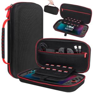 2 x DJ&RPPQ for Nintendo Switch 2 Carry case 2025, Switch 2 Case with 20 Game Cartridges, Protective Hard Shell Portable Case Pouch for 2025 Nintendo Switch 2 Console & Accessories - Black