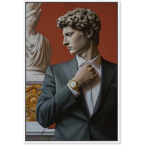 Notoriart Sculpture With Style Framed Men Style 1 Piece Canvas Wall Art, 11" x 16", White Frame
