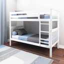 Max & Lily Bunk Bed Twin over Twin, Solid Wood Bunk Bed Frame with Ladder for Kids, 14" Safety Guardrails, Easy Assembly, No Box Spring Needed, White