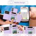 Luxury Wallet Case for Motorola Moto G Stylus 5G 2022 with 5 Card Slots Thin Slim Flip Purse & Shoulder Strap,Credit Card Holder Stand Phone Cover for XT2215-1 XT2215-4 XT2215DL Purple