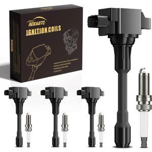 Ignition Coil Pack and Iridium Spark Plug for 2007-2019 Nissan Altima Cube Rogue Sentra Versa Pathfinder & Infiniti QX60 1.6L 1.8L 2.0L 2.5L Accessories, Replacement UF549 & 9029, Set of 4