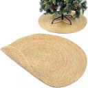 Wonderjune 32 Inch Weaving Christmas Tree Stand Mat Anti-Scratch Floor Protection Mat Waterproof Christmas Tree Floor Protection Mat for Home Xmas New Year Holiday Party Decorations