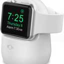 AhaStyle iWatch Stand Silicone Charging Dock Holder for Apple Watch Ultra 3, Ultra 2, Ultra, SE3, SE2, SE, Series 11 10 9 8 7 6 5 4 3 2 1 (49/46/45/44/42/41/40/38mm), Supports Nightstand Mode (White)