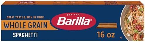 Barilla Whole Grain Spaghetti, 16 oz. Box - Non-GMO Pasta Made With 100% Whole Grain Durum Wheat - Great Source of Fiber